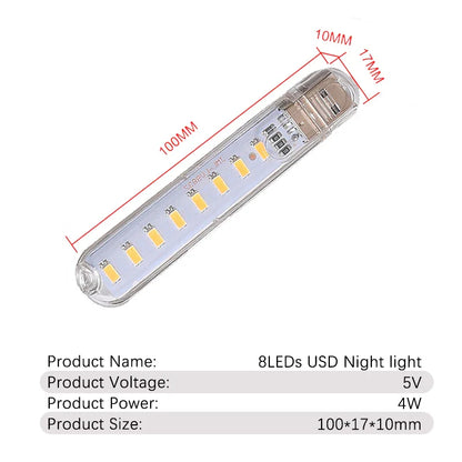 Mini USB LED Desk Lamp | 8 Color Night Light with Eye Protection