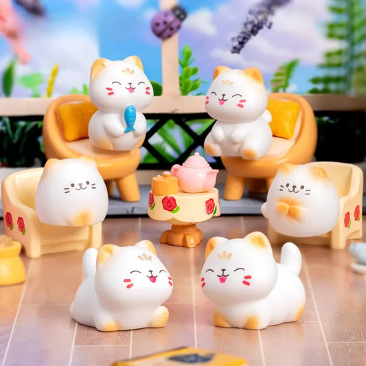 8pcs Mini Cats Ornament Fairy Garden Kitten Statue Gift Kids Children Baby Room Decoration Toys Miniature Figurines Home Decor