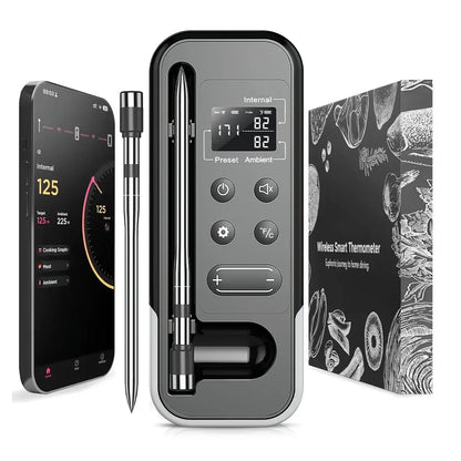 Smart Bluetooth BBQ Meat Thermometer Wireless Probe Grill Oven Alarm