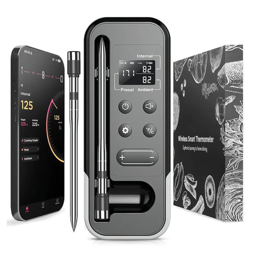 Smart Bluetooth BBQ Meat Thermometer Wireless Probe Grill Oven Alarm