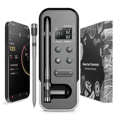 Smart Bluetooth BBQ Meat Thermometer Wireless Probe Grill Oven Alarm