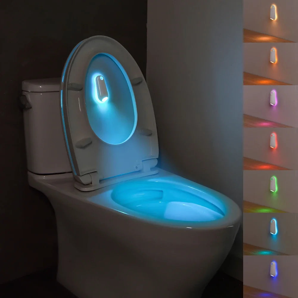 Motion Sensor Toilet Night Light RGB LED Bowl Light Rechargeable Bathroom Decor Lamp