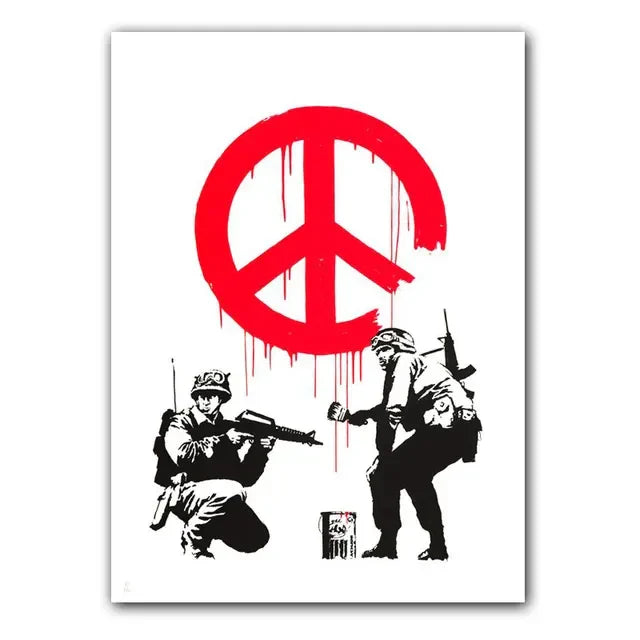 Niña y Globo Rojo Arte de Banksy Pintura en Lienzo con Caracteres Nórdicos Mural Póster para Sala de Estar Dormitorio Bar Decoración del Hogar