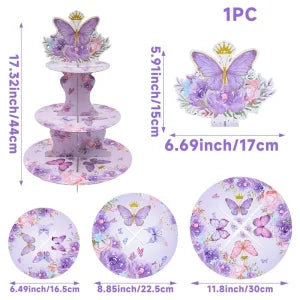 Vaisselle jetable Papillon Violet Serviette Papillon Décoration de Fête d'Anniversaire Fille Baby Shower Baptême Révélation de Genre Fournitures