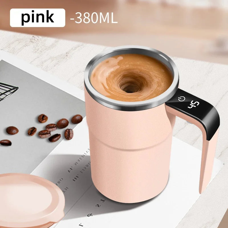380ml Self Stirring Coffee Mug | IP67 Waterproof Automatic Magnetic Mixing Cup with LCD Display