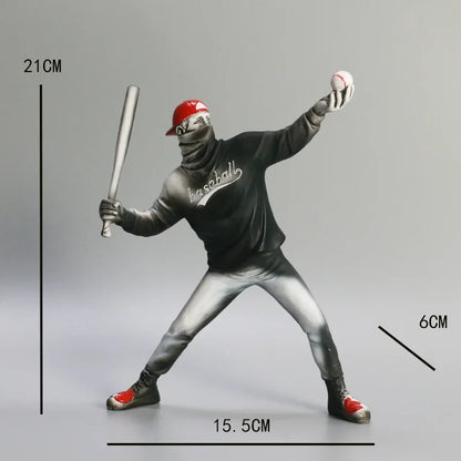Home Decor Resin Street Abstract Art Statue Sculpture Figurine Baseball Figure Toy Study Room Home Interior Decor Decoration
