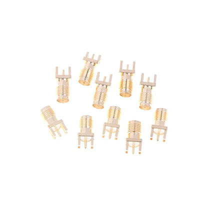 SMA Female Jack PCB Edge Mount Adapter Connector | 10-Pack Gold Plated RF Coaxial Connectors