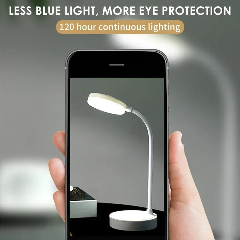 Portable LED Desk Lamp USB Battery Table Light 3-Color Stepless Dimming Eye Care