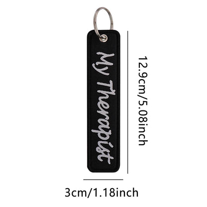 Embroidery Key Fob Keychain | Black Tag for Cars Motorcycles