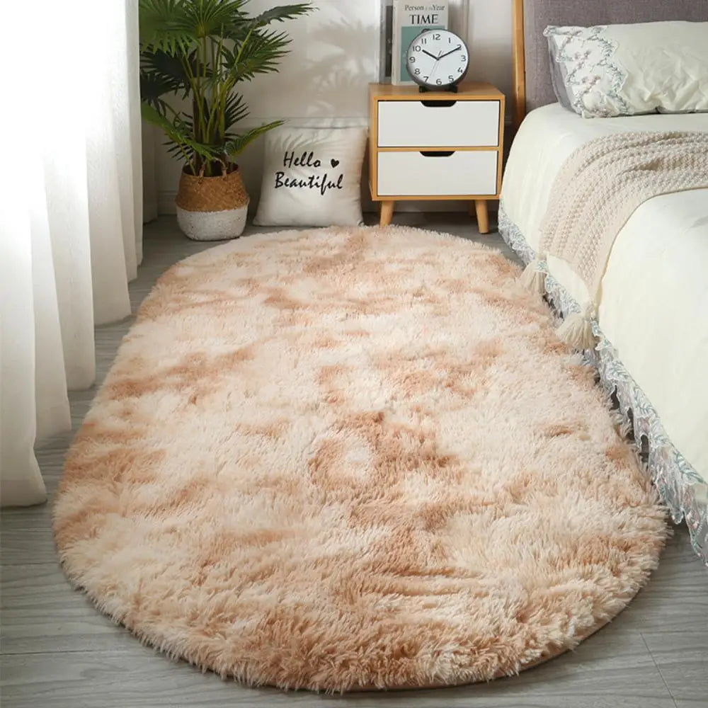 Alfombra suave de cabecera VIKAMA, alfombra ovalada para niñas para dormitorio, alfombra para sala de estar, alfombra cálida de invierno, felpudo, decoración del hogar