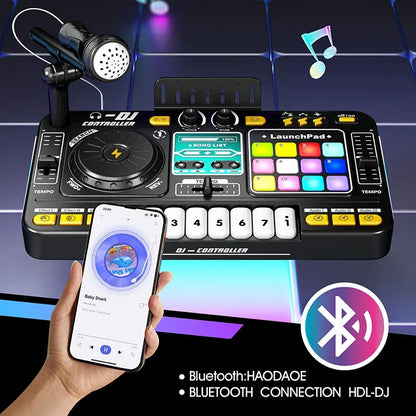 Kids DJ Mixer Music Toy with Microphone Educational Musical Playset