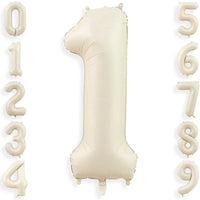 Cream Foil Number Balloons 1-9 Set | Large Digital Birthday Party Decor