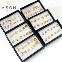 6 Pairs Vintage Stud Earrings Set for Women | Stainless Steel Snowflake Piercing