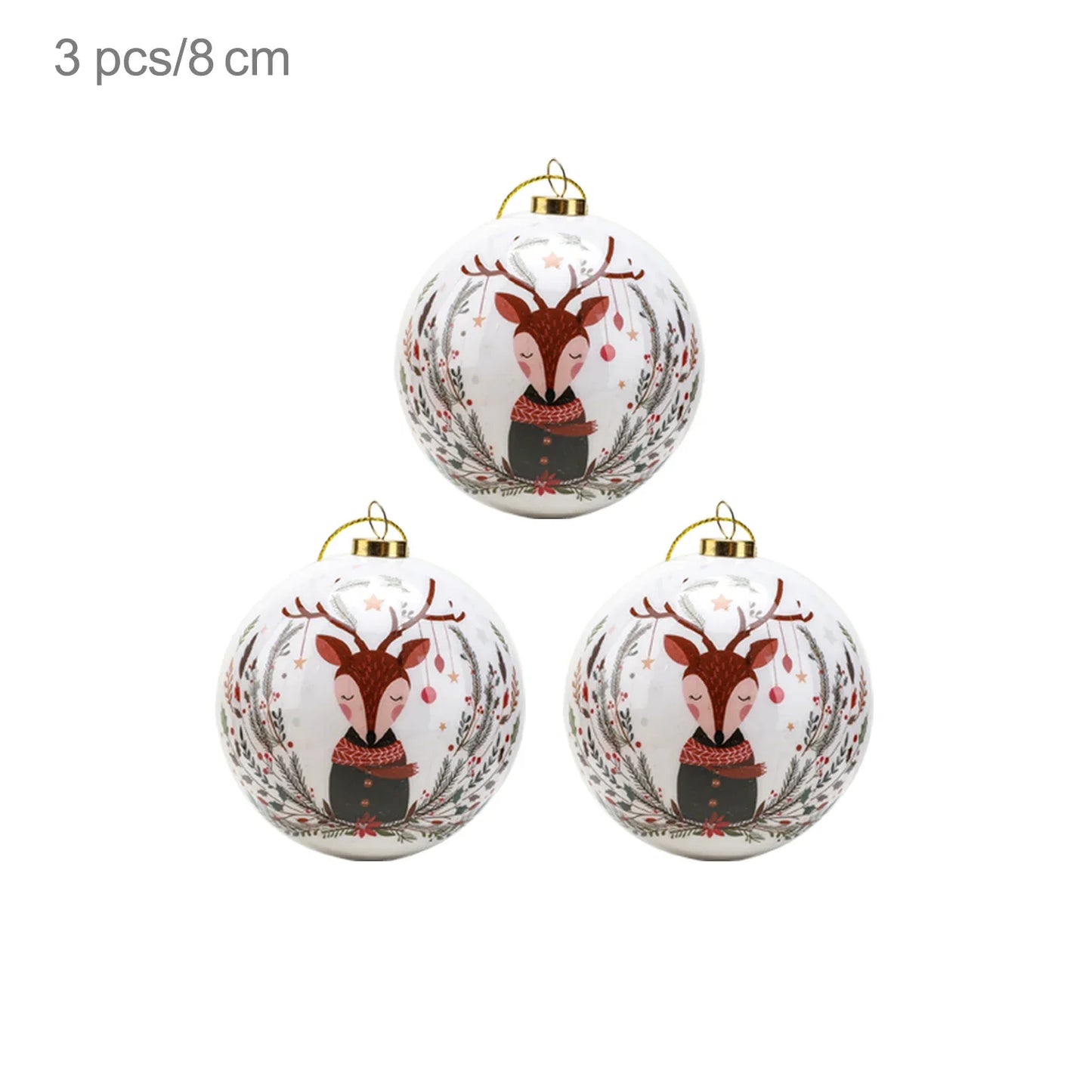 3 boules de Noël 8cm Cadeaux Originaux Décoration de Noël 2024 Décorations de Sapin de Noël Cadeau Pendentifs Boules