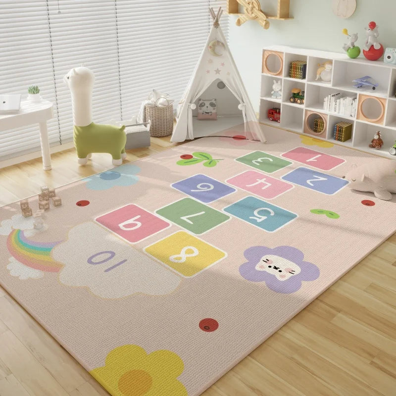 Alfombra de Pelo Cristal de VIKAMA para Habitación Infantil, Resistente a las Manchas, Lavable, para Dormitorio, Cama, Juego, Sala de Estar, Alfombra de Gateo, Decoración del Hogar