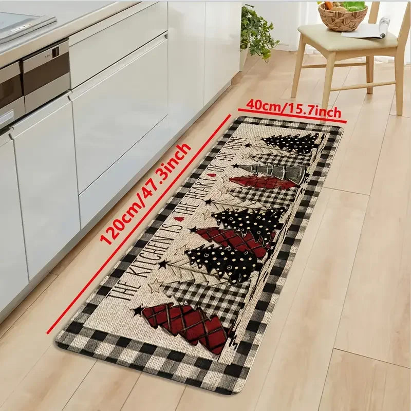 Alfombra con temática de árbol de Navidad VIKAMA, decoración suave antideslizante para el hogar, felpudo para pasillo de entrada, juego de alfombras de cocina de dos piezas, alfombrilla de baño