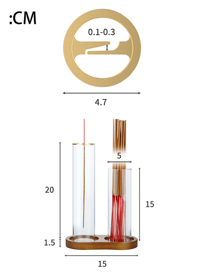Brûleur d'encens en verre 2 en 1 pour bâtonnets, anti-cendres volantes, avec cendrier amovible et organiseur de bâtonnets d'encens
