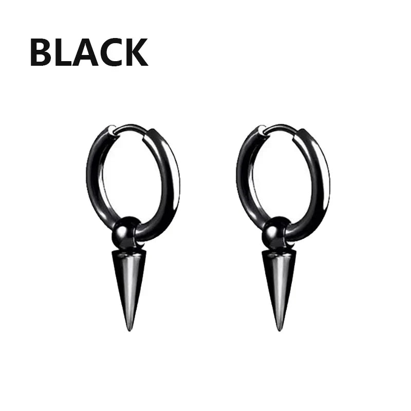 Punk Stainless Steel Stud Earrings Set | Unisex Hip Hop Piercing Jewelry