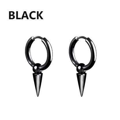 Vintage Punk Stainless Steel Stud Earrings for Men Women | 1 Pair Black Earrings Set