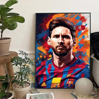 Clásico, Deportes - Rionel Messi - Fútbol, Arte de pared, Póster lienzo, Decoración para sala de estar y dormitorio, Arte de pared de estadio