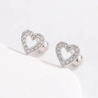 Heart Stud Earrings | Screw Back Cartilage Earrings for Women