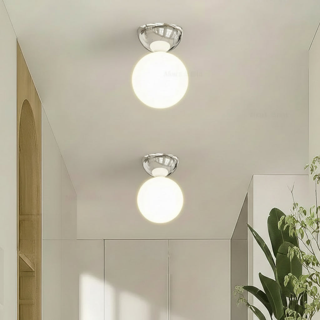 Bauhaus Dome Ceiling Light Cream Flush Mount Lamp for Hallway Balcony Entryway