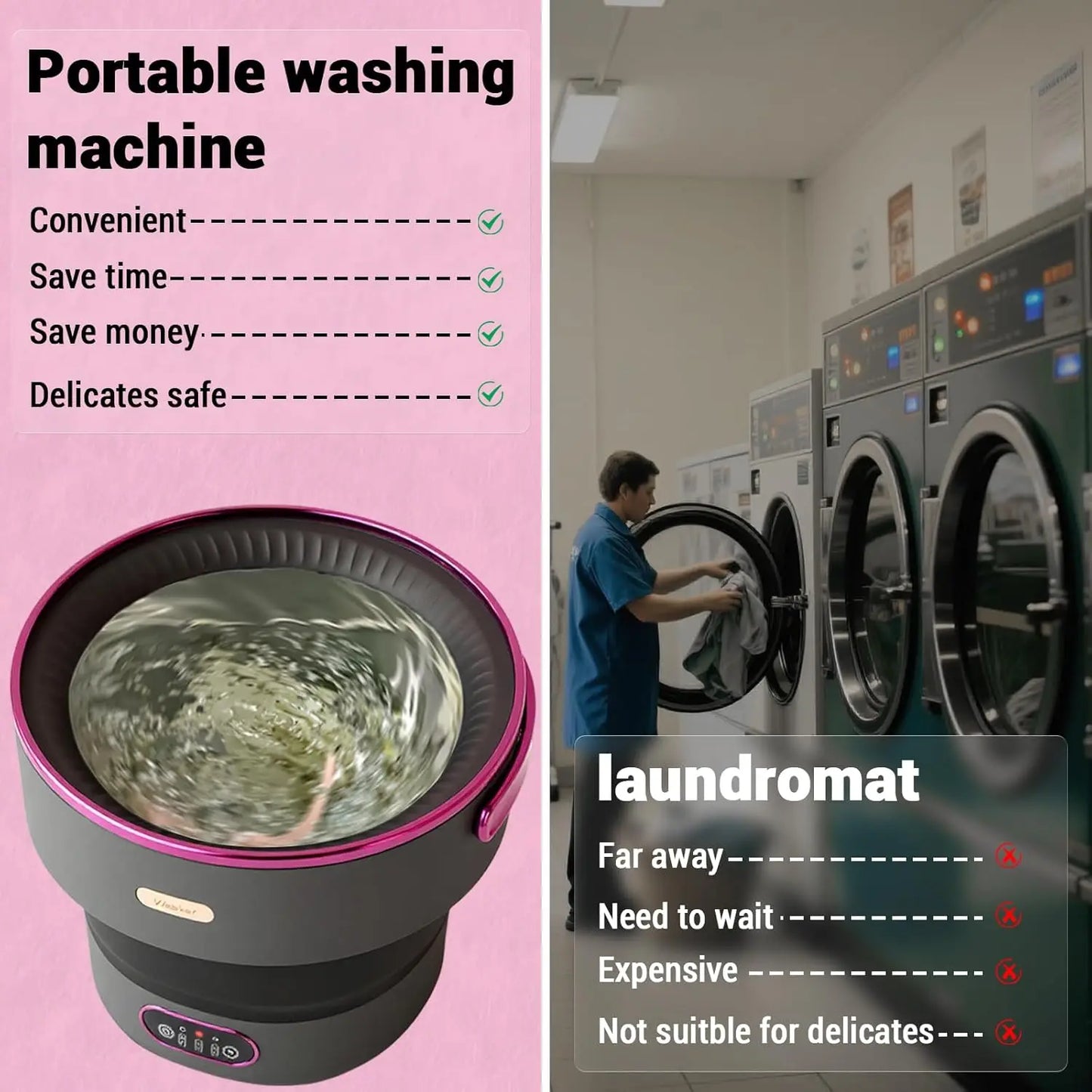Portable 13L Mini Washing Machine Foldable with Spin Basket 4 Modes for Baby Clothes