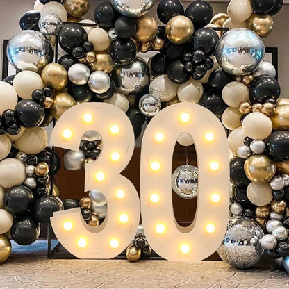 Marco de luz LED de 91,5 cm con números gigantes, decoración para fiesta de primer cumpleaños, bodas, 30, 50, 60 cumpleaños, baby shower.