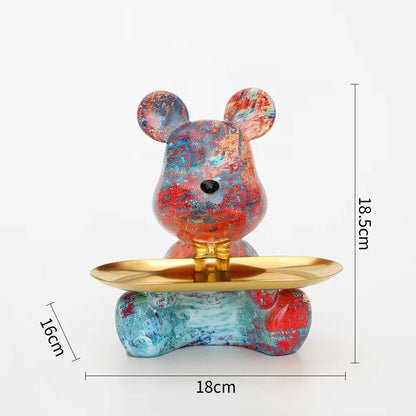 2025 Nouvelle Figurine Ours Graffiti Décoration Maison Statue Animal Étagère Rangement Clés Sculpture Moderne Décoration Table Statues Cadeau