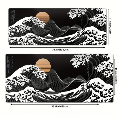 VIKAMA Black Wave Table Mat Black Game Mouse Pad Mat Anti-Slip Mat Desktop Carpet Game Handle Desktop Gadget Mouse Pad