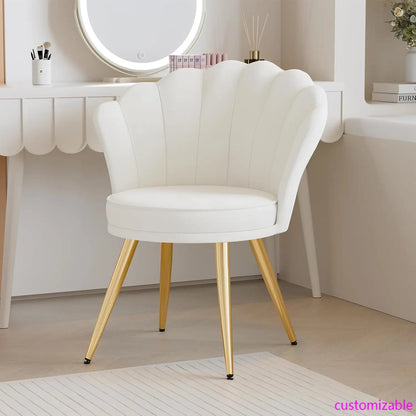 Velvet Accent Chair Gold Metal Legs Upholstered Vanity Chair for Living Room