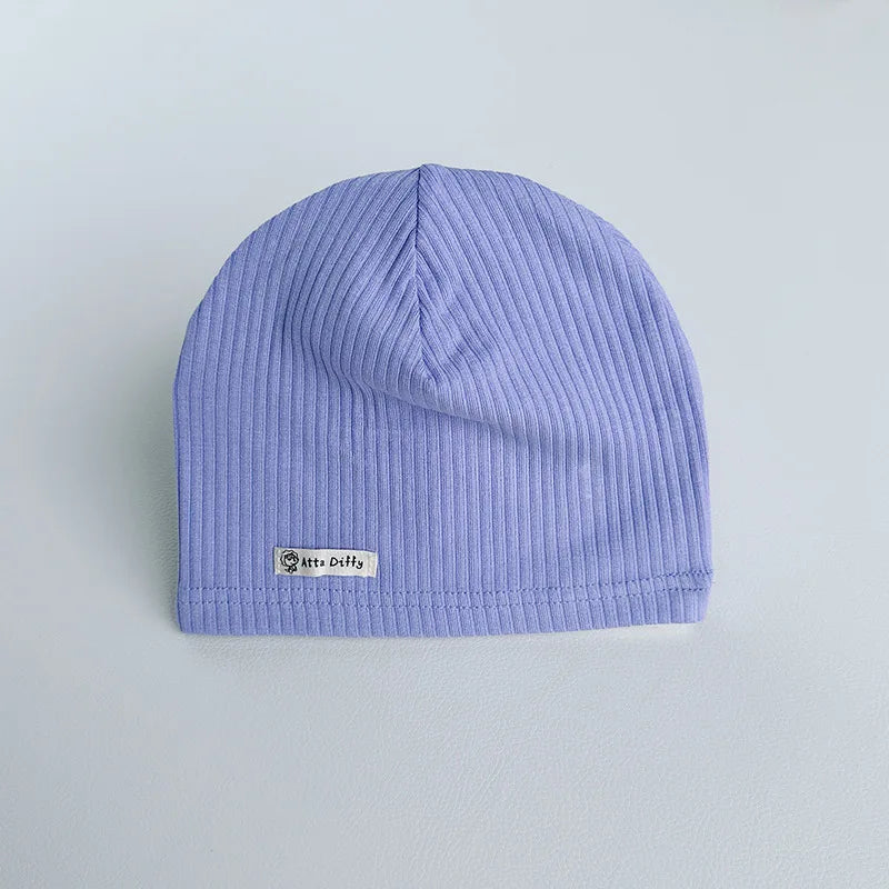 Soft Knit Baby Beanie | Breathable Cotton Candy Color Hat for Toddlers