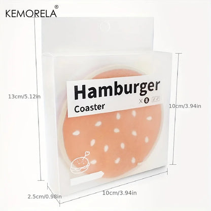 8pcs/set Burger Shape Coaster Creative Cup Pad Silicone Insulation Mat Mug Holder Kitchen Dining Bar Table Decorations Kids Gift