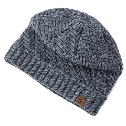 Unisex Peak Labal Winter Hat | Warm Knitted Beanie with Plush Fur Lining