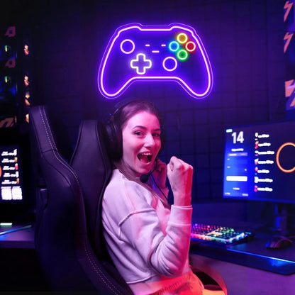 Enseigne lumineuse LED néon en forme de manette de jeu pour la décoration de la chambre du joueur, alimentée par USB, le meilleur cadeau pour les adolescents, les garçons et les enfants.