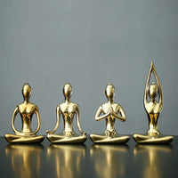 Home Decor Abstract Art Ceramic Yoga Poses Figurine Porcelain Lady Figure Statue Study Office Yoga Studio Ornaments Decorations