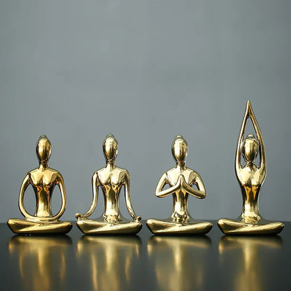 Home Decor Abstract Art Ceramic Yoga Poses Figurine Porcelain Lady Figure Statue Study Office Yoga Studio Ornaments Decorations