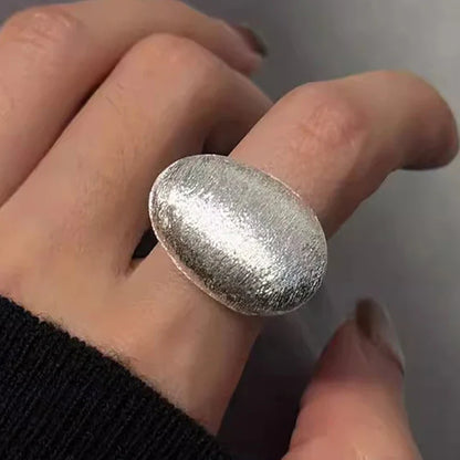 PANJBJ Real 925 Sterling Silver Retro Round Ring | Vintage Fine Jewelry for Women