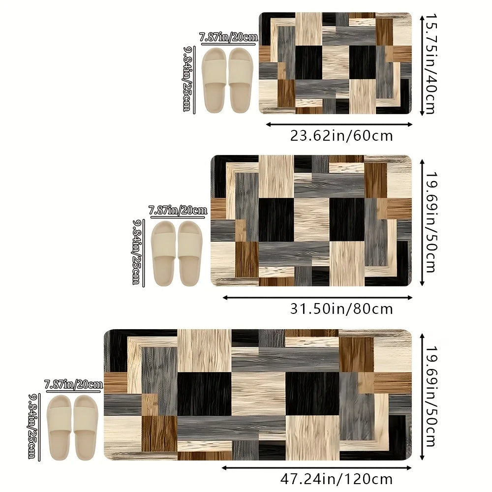 VIKAMA Tapis de sol géométrique patchwork Tapis de cuisine Tapis de porte moelleux Paillasson Tapis de salon pour chambre à coucher Décoration intérieure