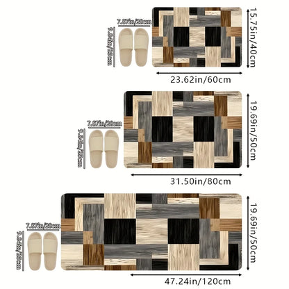 VIKAMA Tapis de sol géométrique patchwork Tapis de cuisine Tapis de porte moelleux Paillasson Tapis de salon pour chambre à coucher Décoration intérieure