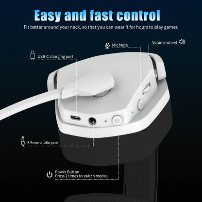 Casque de jeu sans fil NUBWO G06 Bluetooth 5.3 PS5 PC avec suppression du bruit