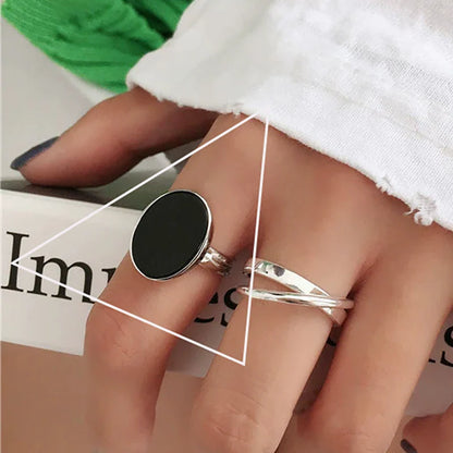 VENTFILLE 925 Sterling Silver Adjustable Rings | Vintage Hip Hop Couples Jewelry
