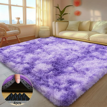VIKAMA Alfombra Morada Sedosa de Ensueño Alfombra de Alta Gama para Sala de Estar Alfombra para Habitación de Niñas Alfombras de Noche Cálida Lavable Alfombra Decorativa para el Hogar