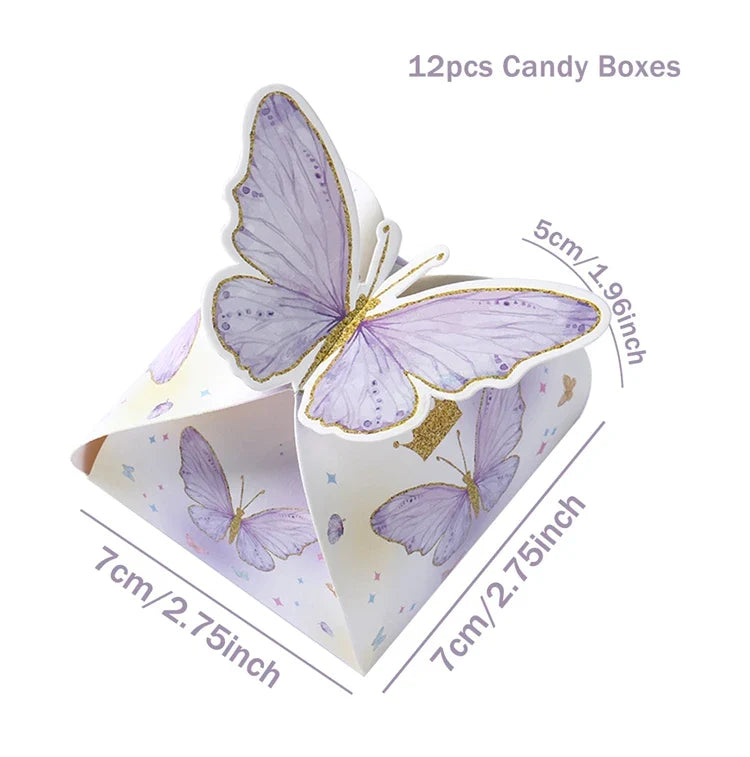 12pcs Butterfly Candy Boxes Gifts Packing Paper Boxes Birthday Party Decorations Girls Wedding Baby Shower Favors For Guest