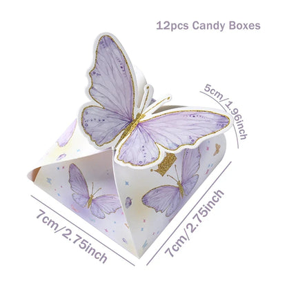 12pcs Butterfly Candy Boxes Gifts Packing Paper Boxes Birthday Party Decorations Girls Wedding Baby Shower Favors For Guest