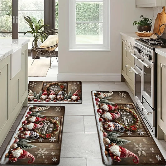 Alfombra Larga de Cocina de Navidad VIKAMA Impermeable Alfombra de Exterior Felpudo Alfombra de Dormitorio Alfombra de Sala de Estar