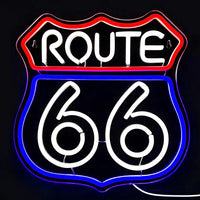 Enseignes Néon LED Route 66 Lumières Décoration Murale Chambre Panneaux Muraux Salle de Jeux Néons Fête Club