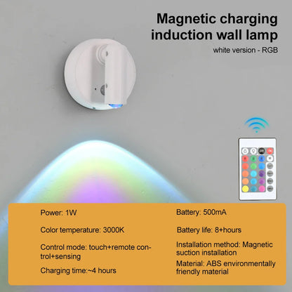 Magnetic USB Rechargeable LED Wall Light | Dimmable Touch Switch Reading Lamp