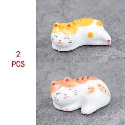 2pcs/Set Chopsticks Pillow Chopstick Rest Home Decoration New Korean Cat Chopsticks Forks Holder Chopsticks Holder Spoon Holder