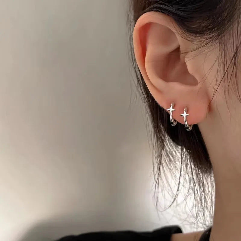 Ventfille 925 Sterling Silver Star Drop Earrings for Women | Simple Tassel Chain Office Jewelry